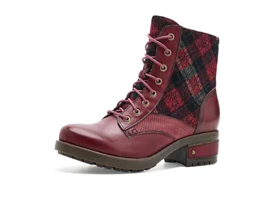L'artiste By Spring Step Marty-plaid Women's Boots Bordeaux: Eu 41 (us Women's 9.5-10) M, Leather/synthetic In Burgundy