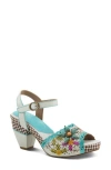 L'artiste By Spring Step Miabella Ankle Strap Platform Sandal In White Multi