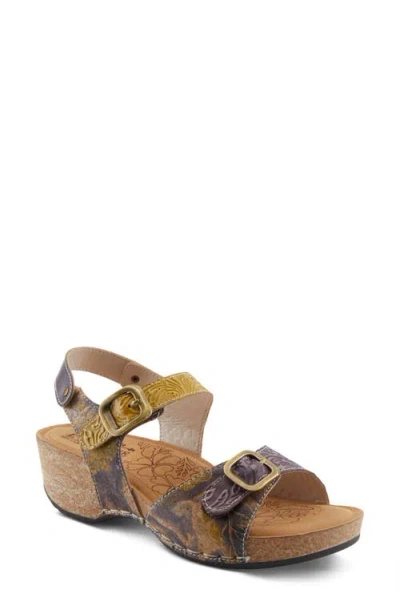 L'artiste By Spring Step Osuna Ankle Strap Platform Sandal In Purple Multi