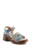 L'artiste By Spring Step Retropel Ankle Strap Platform Sandal In Light Grey Multi