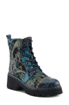 L'artiste By Spring Step Severity Combat Boot In Blue Multi
