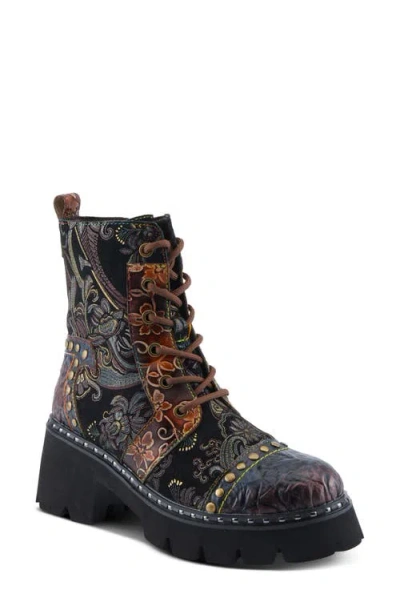 L'artiste By Spring Step Severity Combat Boot In Brown Multi
