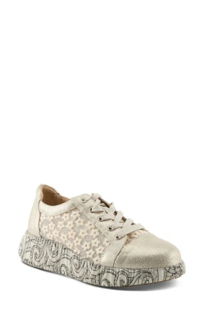 L'artiste By Spring Step Sneakheart Platform Sneaker In Light Beige Multi