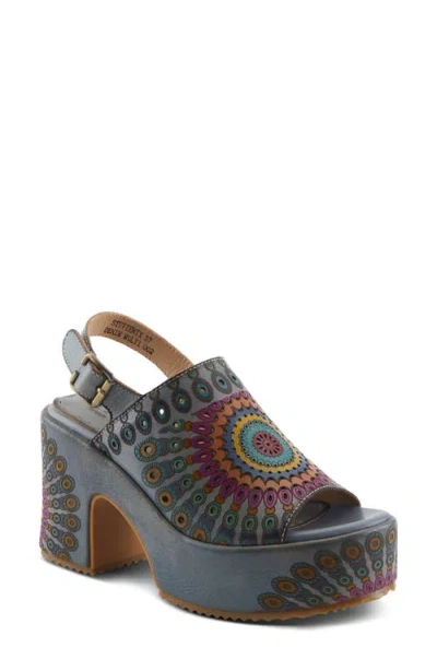 L'artiste By Spring Step Stevienix Slingback Platform Sandal In Denim Multi