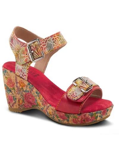 L'artiste By Spring Step Tanaquil Womens Leather Buckle Wedge Sandals In Multi