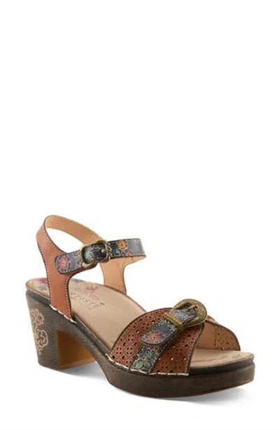 L'artiste By Spring Step Upperbuck Ankle Strap Platform Sandal In Multi
