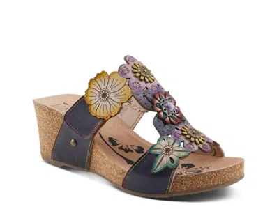 L'artiste Pretty Petals Wedge Sandal In Blue