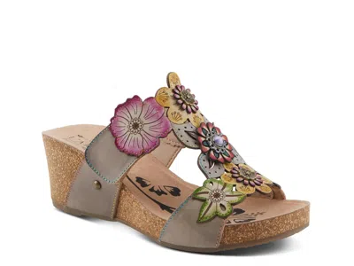 L'artiste Pretty Petals Wedge Sandal In Gray