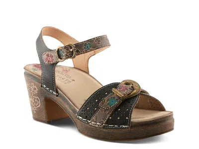 L'artiste Upper Buck Platform Sandal In Black
