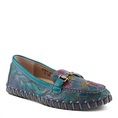 L'artiste Women's Delavigne Leather Loafer In Teal In Blue
