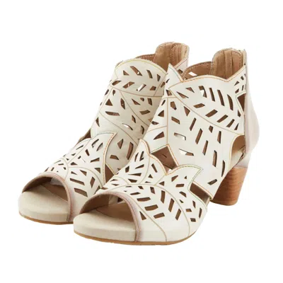 L'artiste Women's Laser Cut Heeled Sandal In Off-white