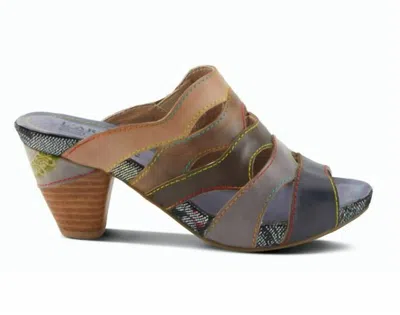 L'artiste Women's Pita Leather Stacked Heel Sandal In Black-multi