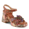 L'artiste Women Reflective Sandal In Camel Multi In Brown