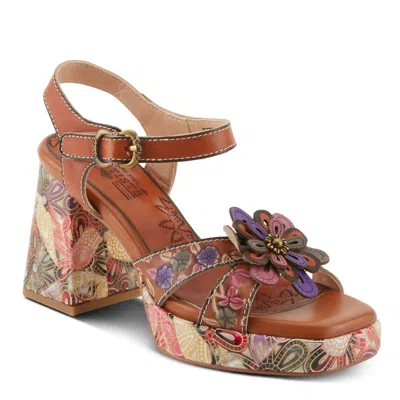 L'artiste Women Reflective Sandal In Camel Multi In Brown