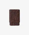 Larusmiani Vertical Alligator Card Holder Pesos Wallet In Brown
