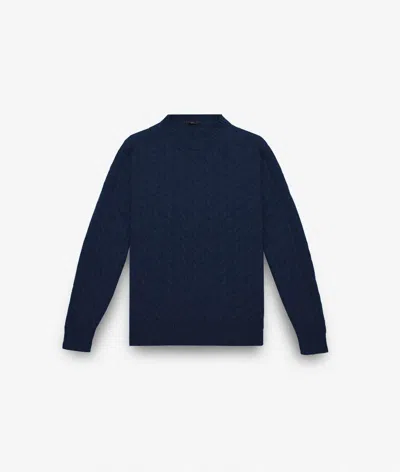 Larusmiani Cable Knit Sweater Col Du Pillon Sweater In Midnightblue