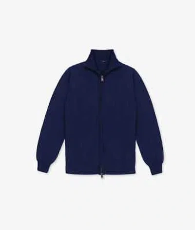 Pre-owned Larusmiani Cardigan Full Zip Warth Jacket In Blue