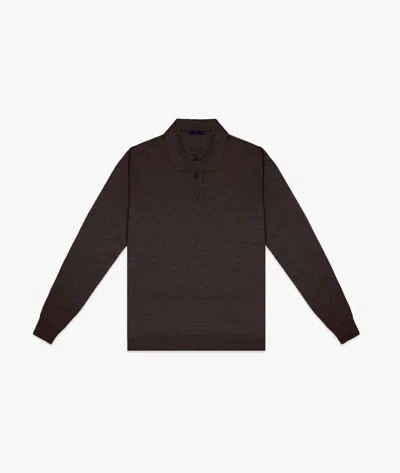 Larusmiani Long Sleeve Polo Coppa Europa Sweater In Darkbrown
