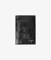 Larusmiani Horizontal Alligator Card Holder Capital Wallet In Black