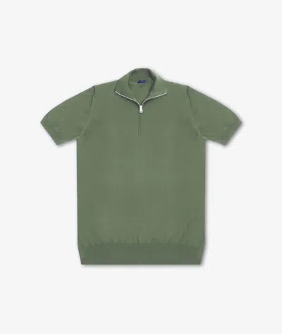 Larusmiani Paul T-shirt With Zip Sweater In Green