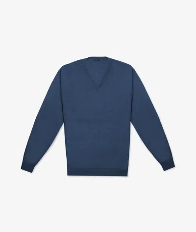 Larusmiani V-neck Sweater Pullman Sweater In Blue