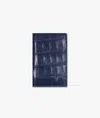 Larusmiani Vertical Alligator Card Holder Pesos Wallet In Blue