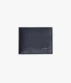 Larusmiani Horizontal Alligator Card Holder Capital Wallet In Blue