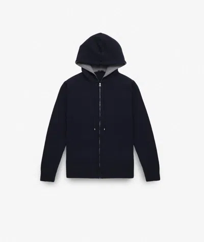 Larusmiani Zipper Hoodie Sasso Fratino Sweater In Midnightblue