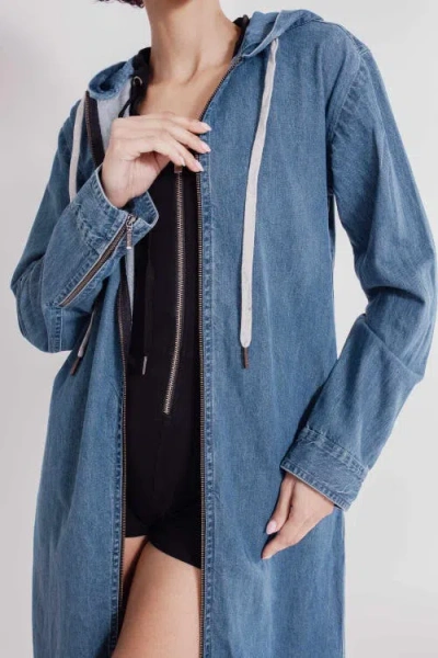 Las Loungewear Com-pressi-on Me Denim Hoodie In Blue