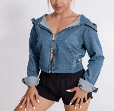 Las Loungewear Denim Chopper Cropper In Blue