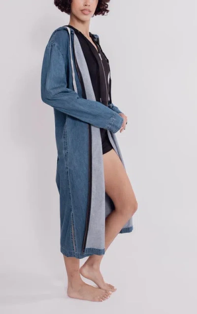 Las Loungewear Denim Hoodie- Non Compression In Blue