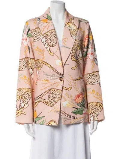 Pre-owned Las Surenas Animal Print Blazer In Pink
