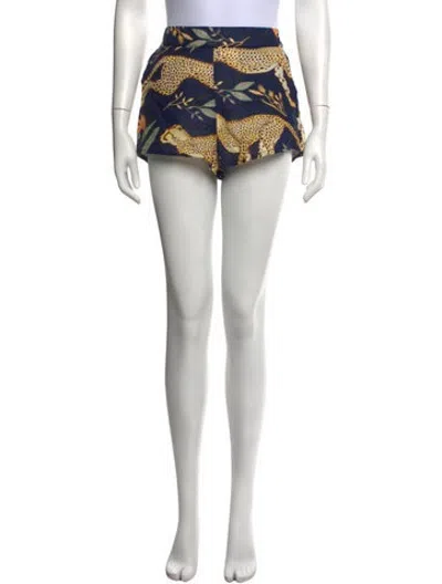 Pre-owned Las Surenas Animal Print Mini Shorts In Multicolor