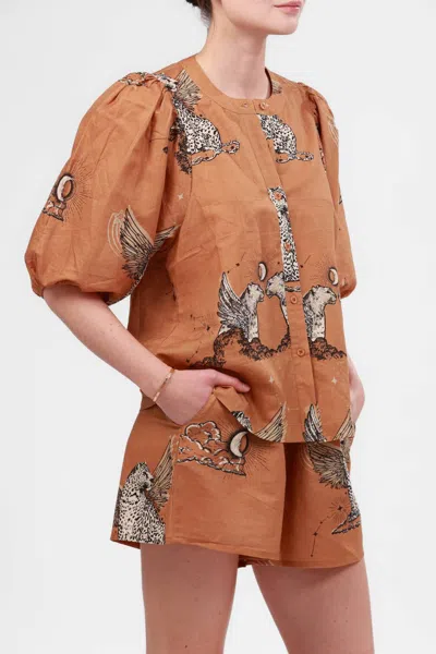 Las Surenas Balloon Astrology Shirt In Almond In Brown