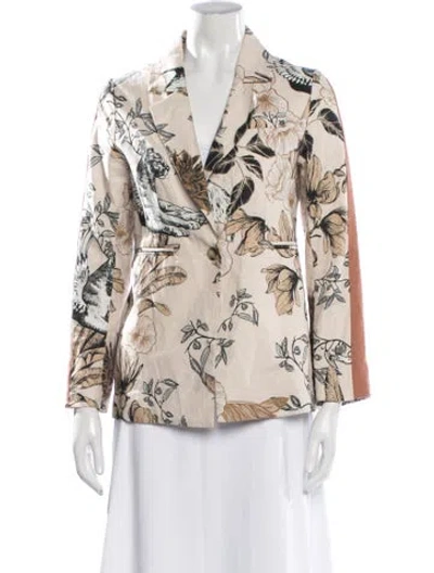 Pre-owned Las Surenas Floral Print Blazer In Neutrals