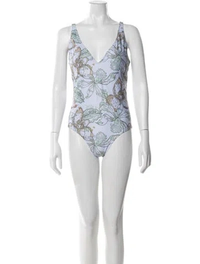 Pre-owned Las Surenas Floral Print One-piece W/ Tags In Multi