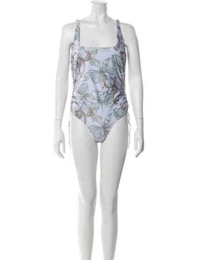 Pre-owned Las Surenas Floral Print Tassel Accents One-piece W/ Tags In Multi