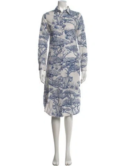 Pre-owned Las Surenas Graphic Print Midi Length Dress In Blue