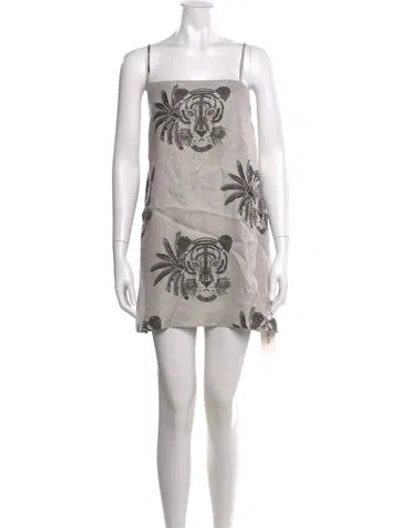 Pre-owned Las Surenas Graphic Print Mini Dress In Grey