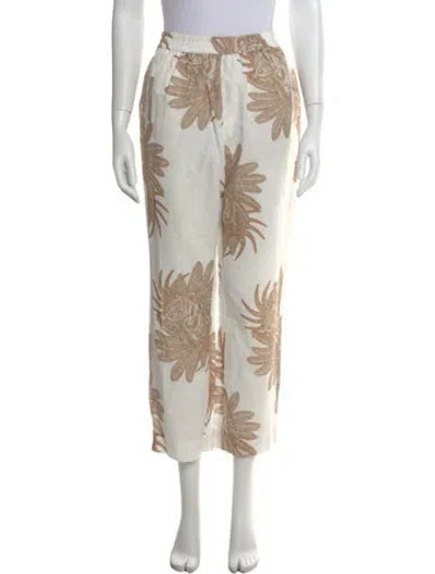 Pre-owned Las Surenas Graphic Print Wide Leg Pants W/ Tags In Neutral