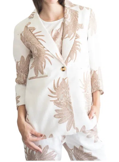 Las Surenas Greek Blazer In Tiger White In Gold