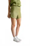 Las Surenas High Waist Linen Shorts In Green In Green