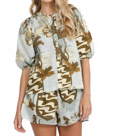 Las Surenas Ipanema Print Inspired Short In Fresh Matcha Green In Blue