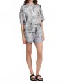 Las Surenas Linen Blend Shorts In Tropique Light Blue In Multi