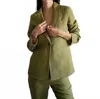 Las Surenas Linen V-neck Blazer In Green In Green