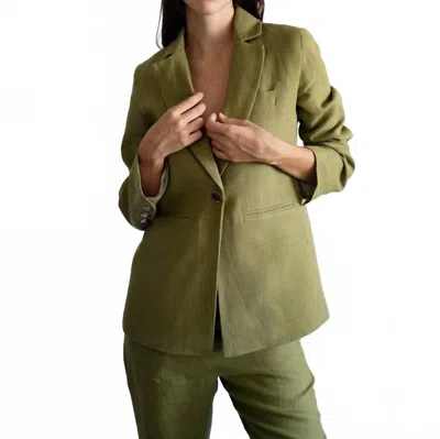 Las Surenas Linen V-neck Blazer In Green