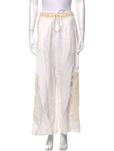 Pre-owned Las Surenas Linen Wide Leg Pants W/ Tags In Neutrals/white