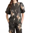 Las Surenas Lion Palms Balloon Shirt In Dark Warm Grey In Black