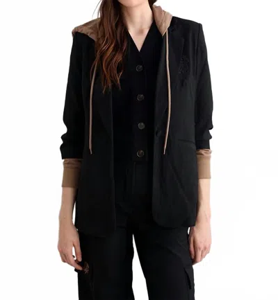 Las Surenas Lion Wool Hooded Blazer In Black