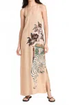 Las Surenas Paradise Long Dress In Tan In Multi
